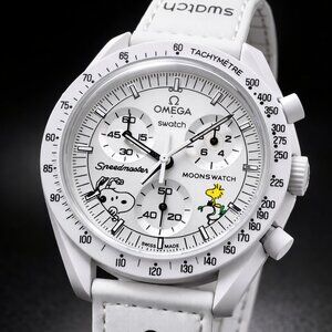 Omega x Swatch MoonSwatch Custom Snoopy Dial Mod – White